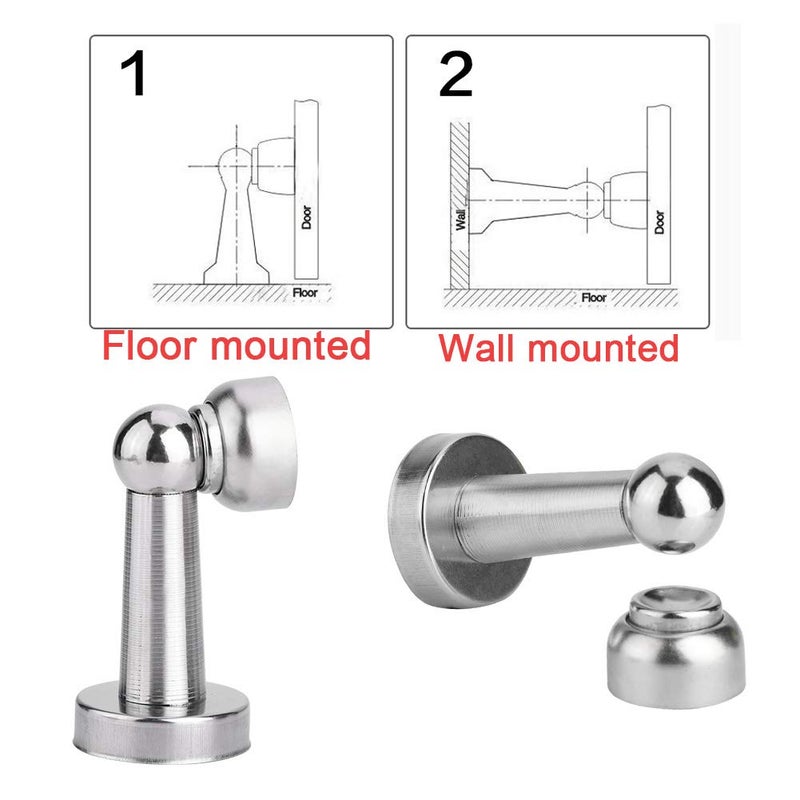 Tiberham Magnetic Door Stop, Heavy Duty Magnetic Door Stopper, Wall/Floor Mounted, Door Holder, Magnetic Door Catch Stopper, Silver, 1-Piece - Image 4